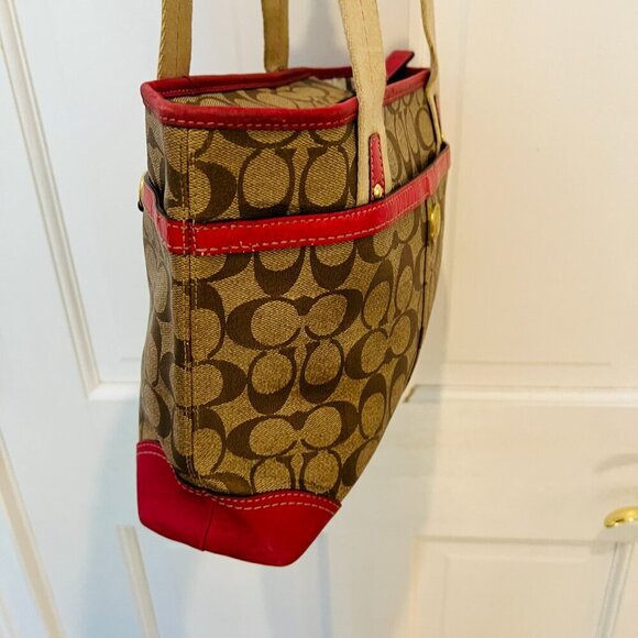 Y2K 2000 Hobo Coach Heritage Signature Stripe Pink/Tan Tote Bag Vintage - Picture 13 of 16